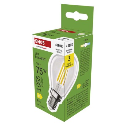 EMOS LED žárovka Filament Mini Globe  / E14 / 7 W (75 W) / 1055 lm / neutrální bílá