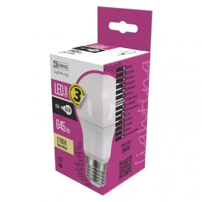 EMOS LED žárovka Classic A60 / E27 / 7,3 W (50 W) / 645 lm / teplá bílá