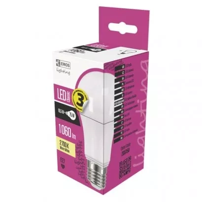 EMOS LED žárovka Classic A60 / E27 / 10,7 W (75 W) / 1 060 lm / teplá bílá