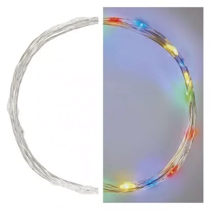 EMOS LED vánoční nano řetěz, 1,9 m, 2x AA, vnitřní, multicolor, časovač