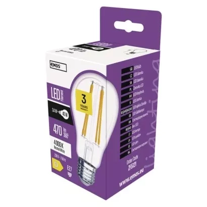 EMOS LED žárovka Filament A60 / E27 / 3,4 W (40 W) / 470 lm / neutrální bílá