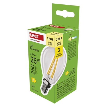 EMOS LED žárovka Filament Mini Globe / E14 / 1,8 W (25 W) / 250 lm / teplá bílá