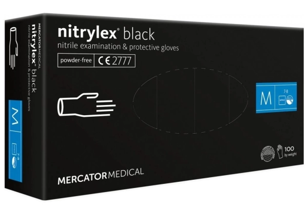 Rukavice nitrilové jednorazové Mercator Medical Nitrylex Black 100 ks - veľ. L